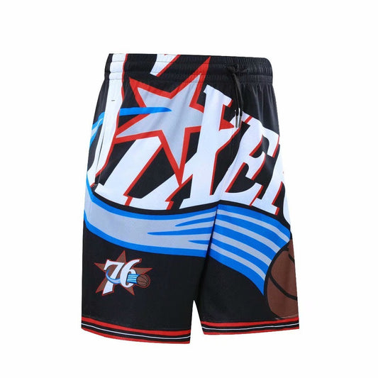 Retro basketball sports shorts, loose breathable design for outdoor running, beach, and casual wear