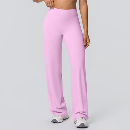 High-waisted loose-fit solid-color yoga pants with hip-hugging design for women