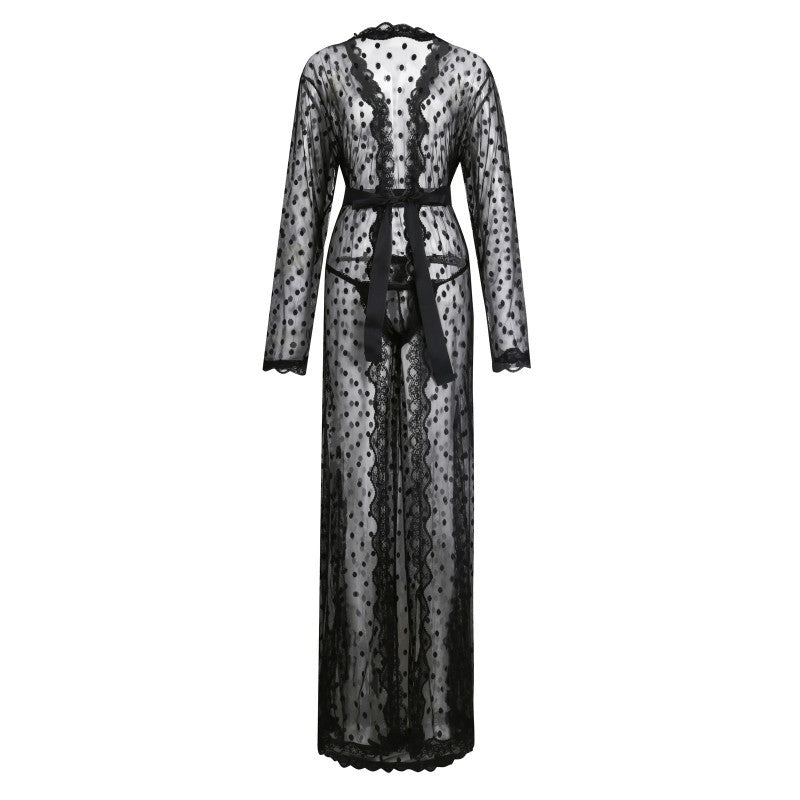 Men's Japanese-style polka dot lace bathrobe in a lightweight design-sewing tee ins fashion