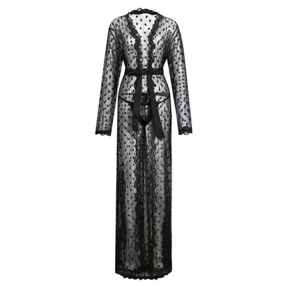 Men's Japanese-style polka dot lace bathrobe in a lightweight design-sewing tee ins fashion