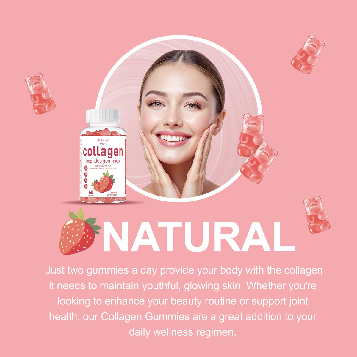 Collagen peptide gummies in a colorful bottle by My Store