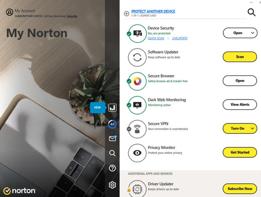 Norton 360 Deluxe antivirus software license by Changsha Zhenpian Technology, 5-piece, 1-year email bind, online delivery, Europe.