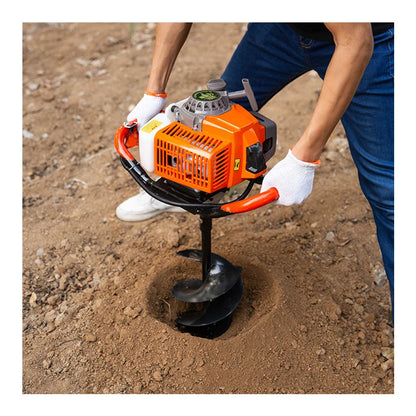 Ground soil auger drill by Changsha Zhenpian Technology for well digging and earth hole excavation, mounted on a sturdy machine.