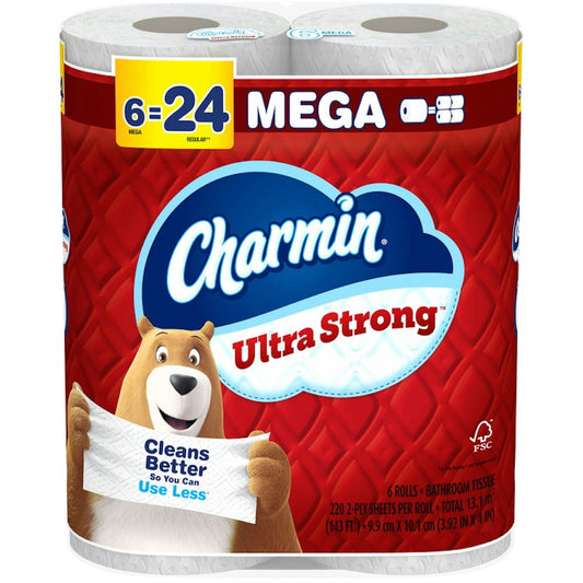 Charmin Ultra Strong Toilet Paper, 6 Mega Rolls (= 24 Regular Rolls) - BACKUPMYFILESNOW.COM®