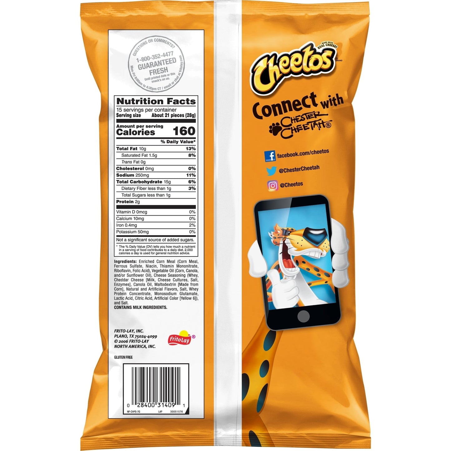 Cheetos Crunchy Cheese Flavored Snacks in a 15 oz bag, showing crunchy, orange cheese-flavored snack curls.