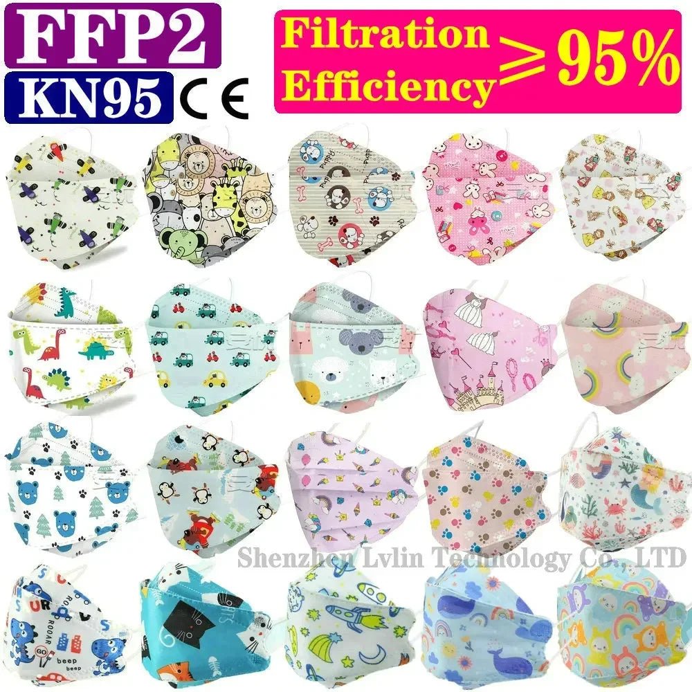 Child FFP2 KN95 Mask Kid 4 - 12 8 - 15Years Old Cartoons Masque Boys Girls Children Mascarillas CE Face Mask Safety fpp2 - BACKUPMYFILESNOW