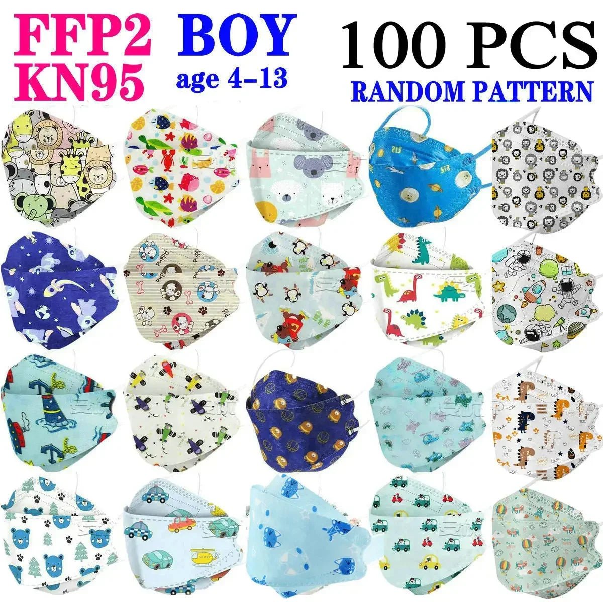 Child FFP2 KN95 Mask Kid 4 - 12 8 - 15Years Old Cartoons Masque Boys Girls Children Mascarillas CE Face Mask Safety fpp2 - BACKUPMYFILESNOW