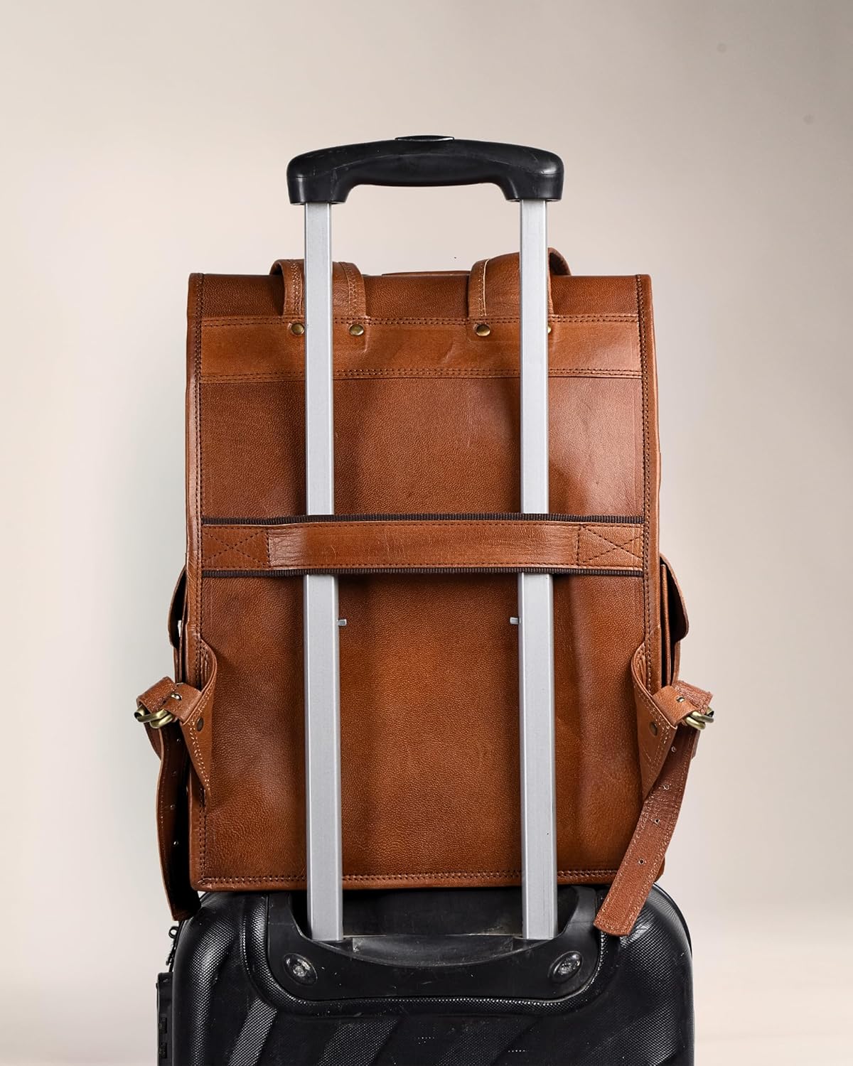 Vintage leather backpack rucksack from Classy Leather Bags with adjustable straps and classic design.