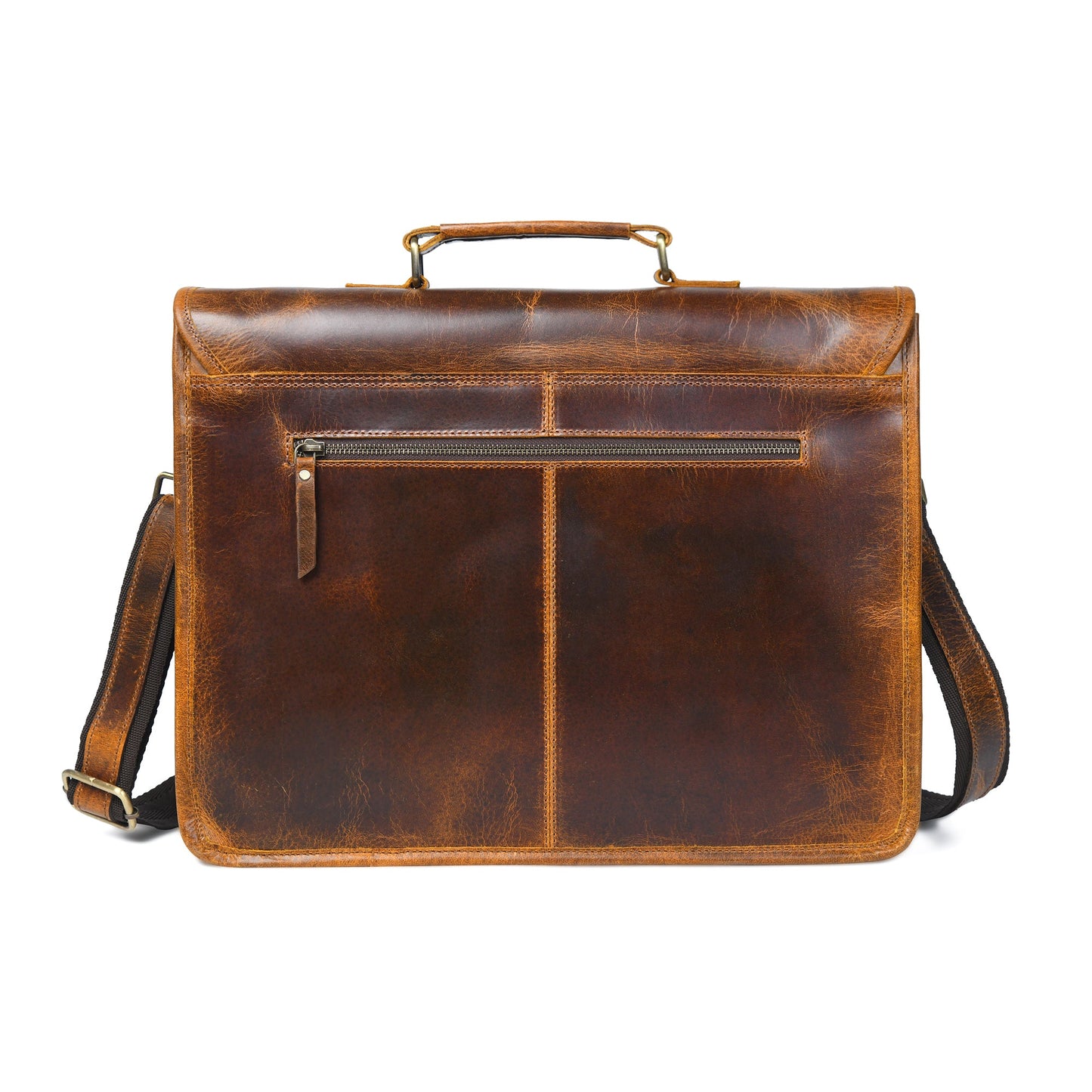 Buffalo leather executive briefcase by Classy Leather Bags showing a sleek, professional design with sturdy handles and secure closure.