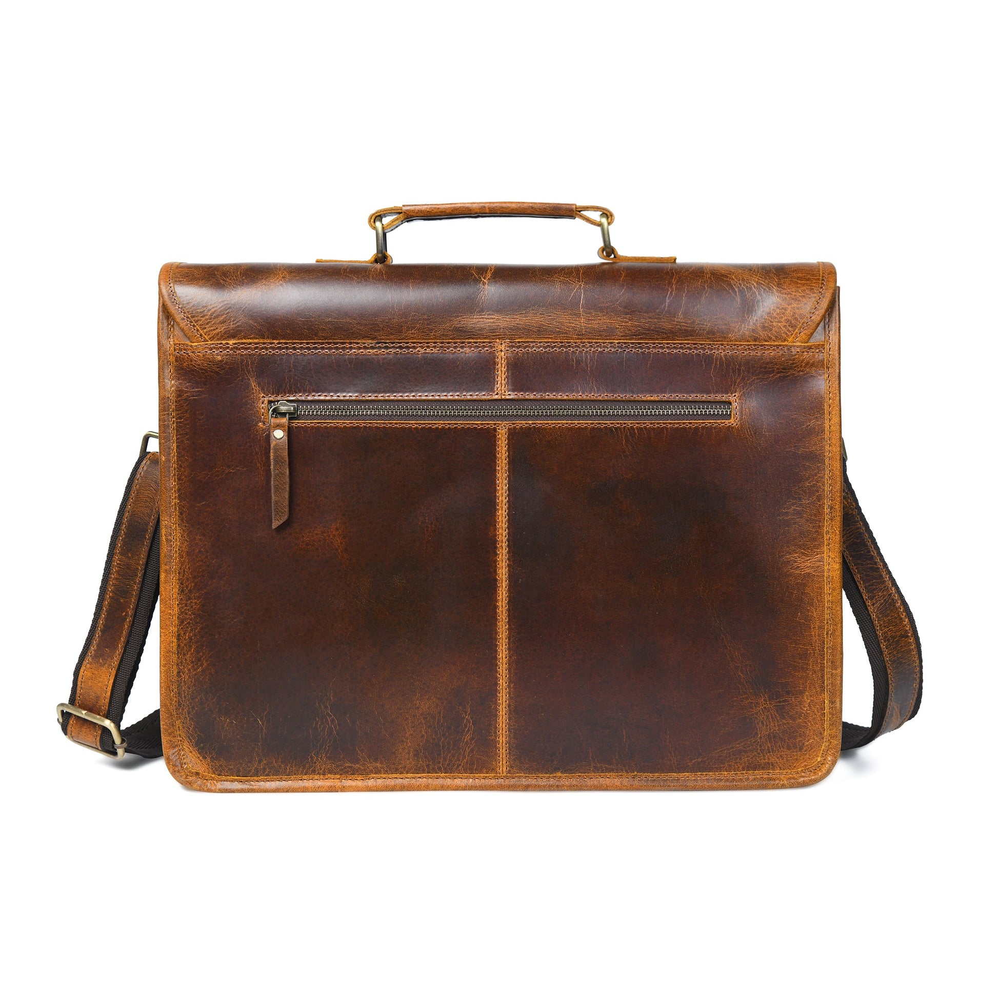 Buffalo leather executive briefcase by Classy Leather Bags showing a sleek, professional design with sturdy handles and secure closure.