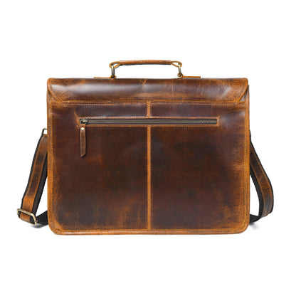 Buffalo leather executive briefcase by Classy Leather Bags showing a sleek, professional design with sturdy handles and secure closure.