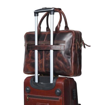 Buffalo leather pilot briefcase from Classy Leather Bags, featuring sturdy handles and vintage-style design.