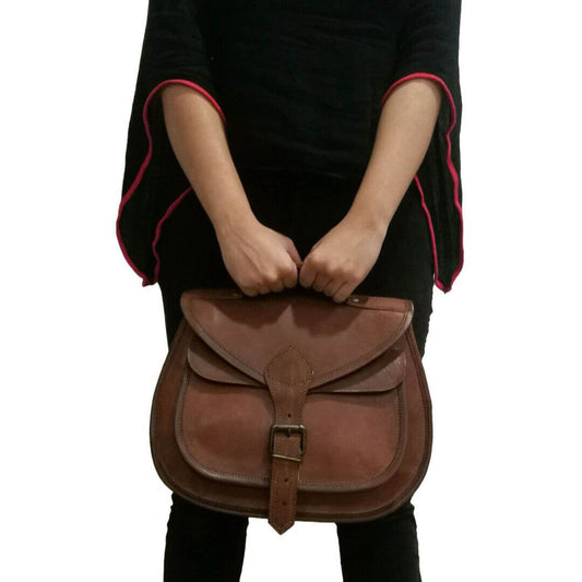 Black leather Sierra Satchel crossbody bag by Classy Leather Bags with an 11-inch strap and sleek design.