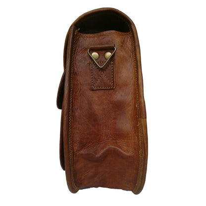 Classy Leather Bags The Sierra Satchel crossbody bag in 11-inch leather, featuring a sleek design and adjustable strap.