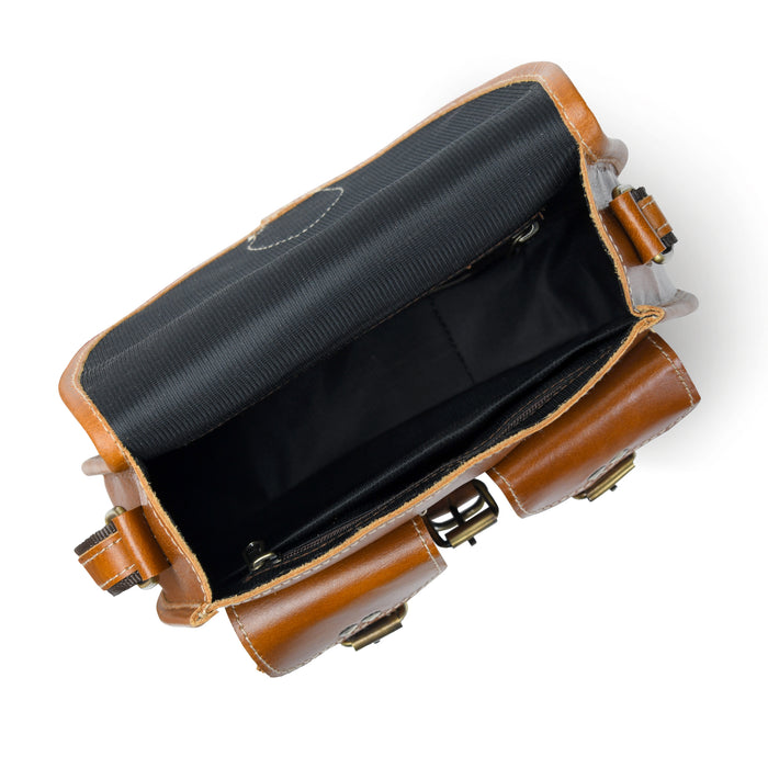 Two-pocket leather sling bag for women by Classy Leather Bags, featuring a sleek crossbody design with adjustable strap.