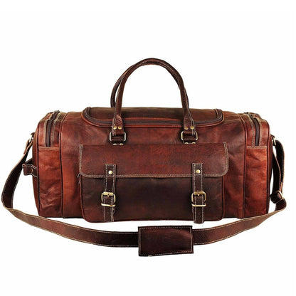 Classy Leather Bags 21-inch Traveler Weekender Duffle bag with sturdy leather construction and spacious interior.