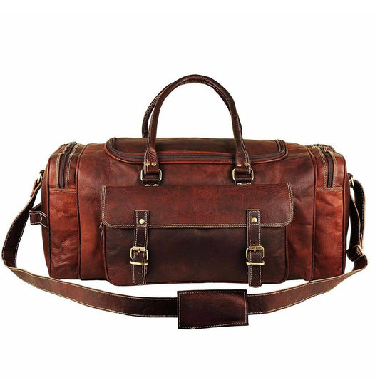 Classy Leather Bags 21-inch Traveler Weekender Duffle bag with sturdy leather construction and spacious interior.