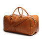 Port Blair Leather Duffle Travel Bag by Classy Leather Bags, stylish brown leather duffel with handles and shoulder strap for travel.