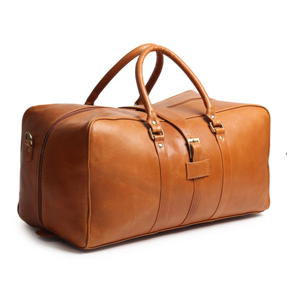 Port Blair Leather Duffle Travel Bag by Classy Leather Bags, stylish brown leather duffel bag with sturdy handles and spacious interior.