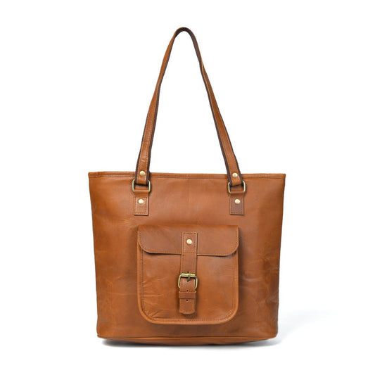 Classic Chic genuine leather tote handbag by Classy Leather Bags, featuring a sleek design and durable leather material.