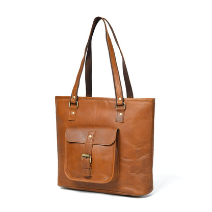 Elegant genuine leather tote handbag by Classy Leather Bags, featuring a classic chic design with sturdy handles and spacious interior.