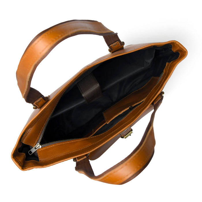Classic Chic genuine leather tote by Classy Leather Bags, stylish leather handbag with sturdy handles and spacious interior.