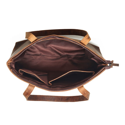 Rachel large leather tote handbag by Classy Leather Bags, spacious brown leather purse with sturdy handles and sleek design.