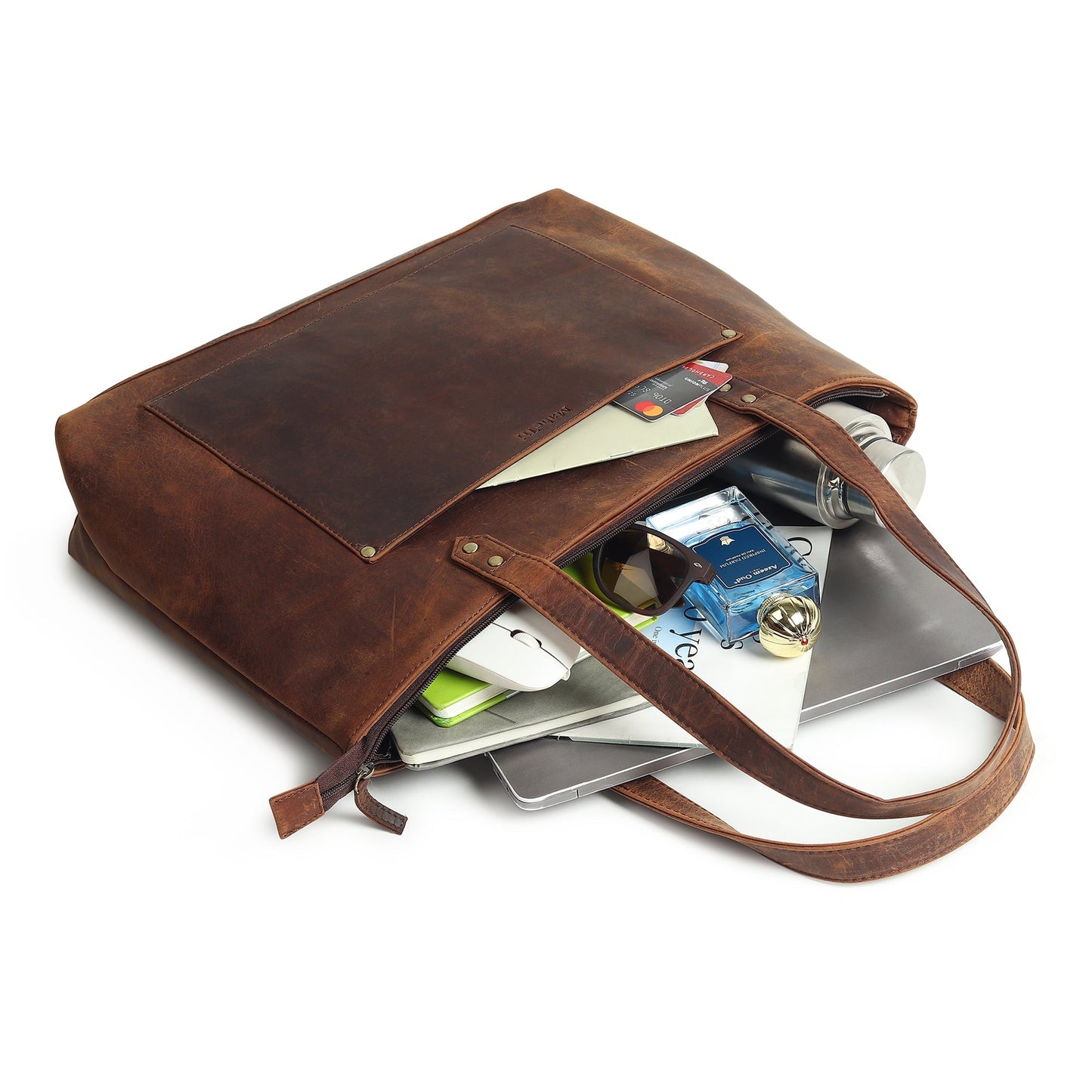 Rachel Large Leather Tote by Classy Leather Bags, stylish brown leather handbag with spacious interior and sturdy handles.