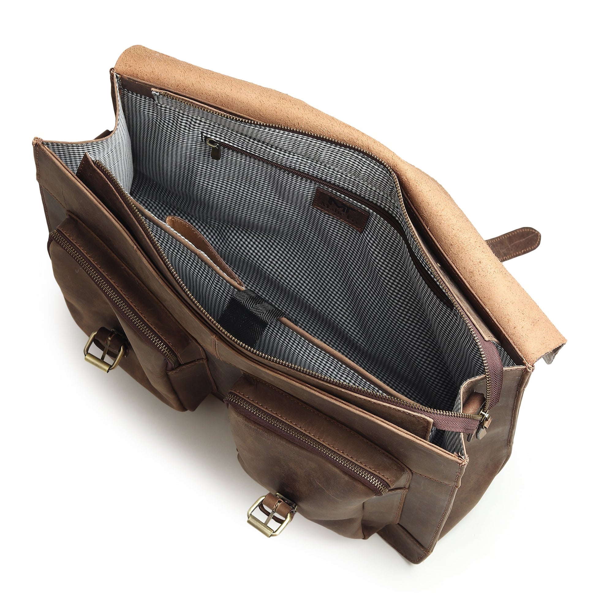 Classy Leather Bags 15-inch Buffalo Leather Messenger Bag with adjustable strap and multiple compartments for everyday use.