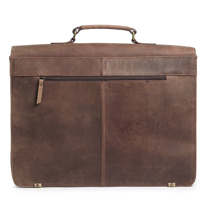 15-inch buffalo leather messenger bag by Classy Leather Bags, stylish and durable leather shoulder bag with multiple compartments.
