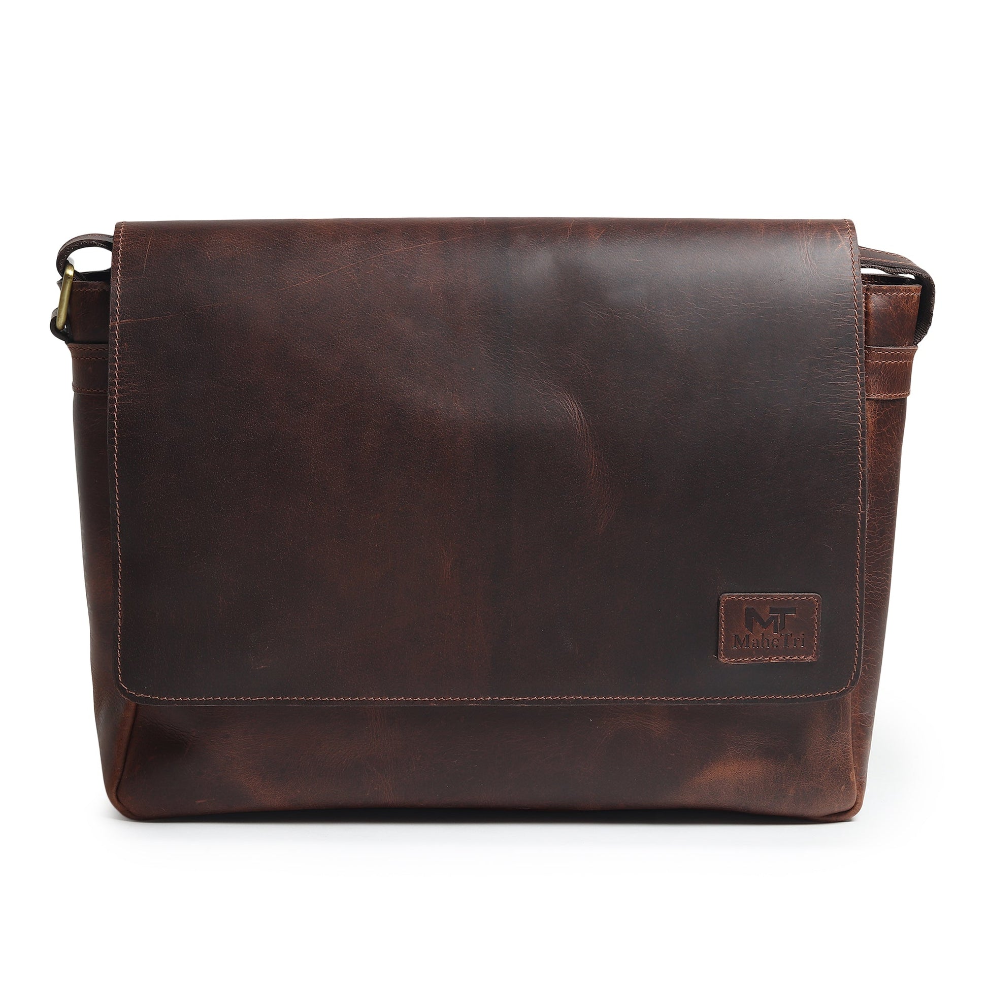 Genuine Sitka leather laptop bag from Classy Leather Bags, stylish messenger bag with sturdy leather construction and a sleek design.