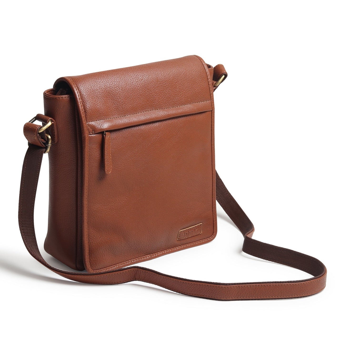 Leather crossbody messenger bag by Classy Leather Bags, designed for travel and work, featuring adjustable strap and multiple compartments.