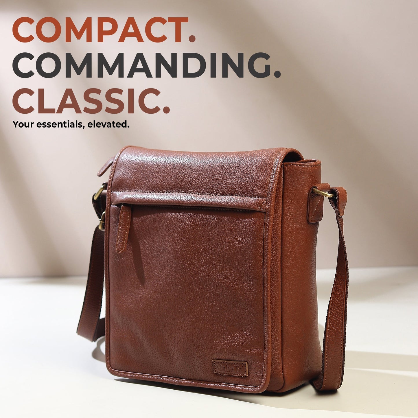 Classy Leather Bags leather crossbody messenger bag for travel and work, featuring a sleek design with adjustable strap and multiple compartments.