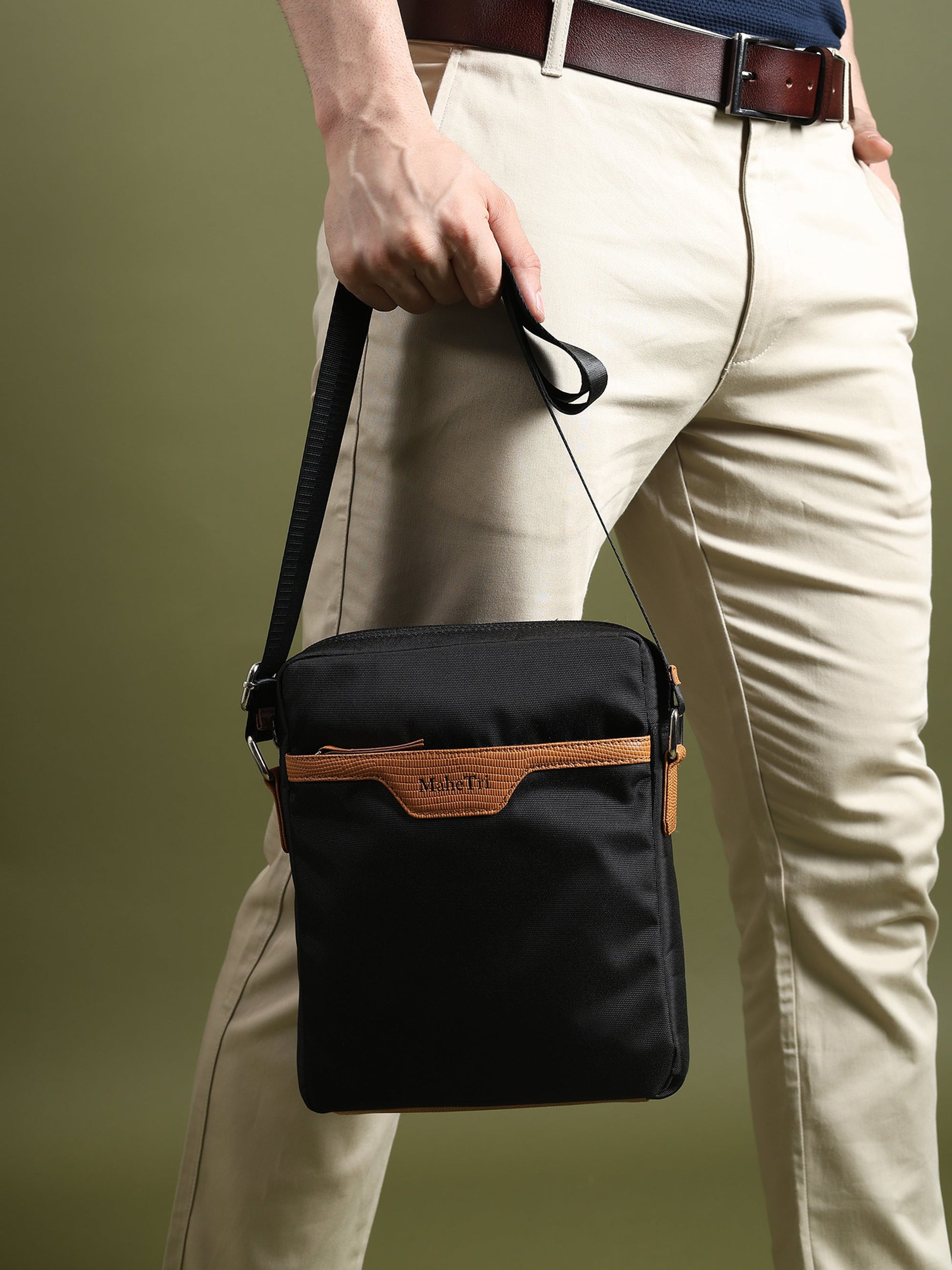 Classy Leather Bags Mark Canvas Side Messenger Bag showing durable canvas material and adjustable shoulder strap.
