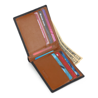 Black minimal contrast wallet from Classy Leather Bags, featuring sleek design and smooth leather finish.