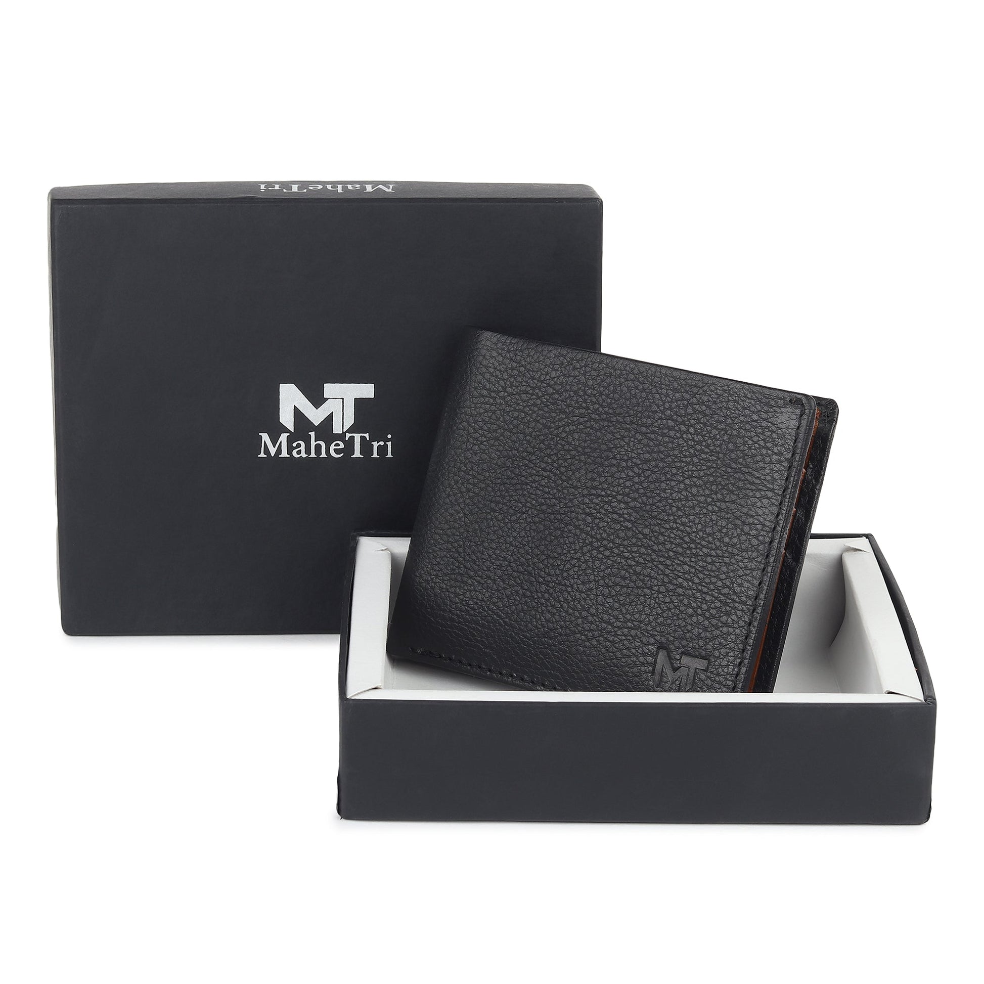 Black minimal contrast wallet from Classy Leather Bags featuring sleek design and compact style, perfect for everyday use.