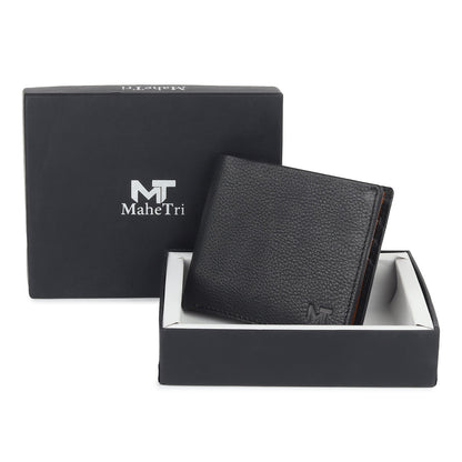 Black minimal contrast wallet from Classy Leather Bags featuring sleek design and compact style, perfect for everyday use.