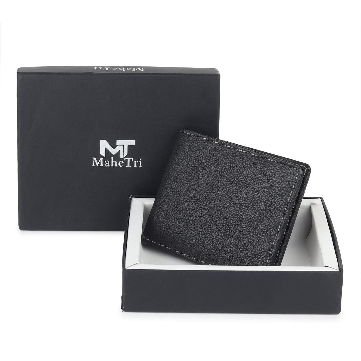 Black textured leather men's wallet from Classy Leather Bags, showcasing multiple card slots and a sleek, durable design.