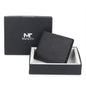 Black textured leather men's wallet from Classy Leather Bags, showcasing multiple card slots and a sleek, durable design.