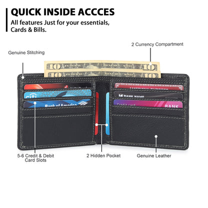Black textured leather men's wallet by Classy Leather Bags, showcasing multiple card slots and a sleek, stylish design.