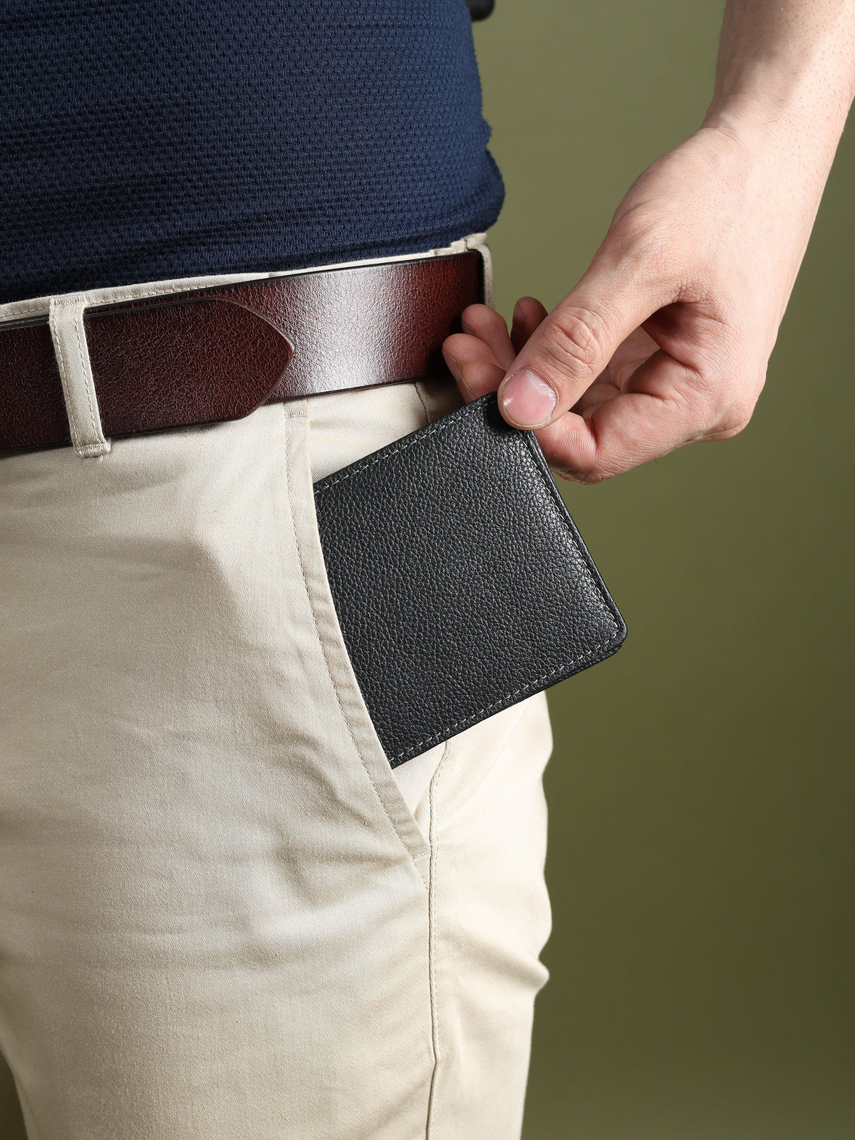 Black textured leather men's wallet from Classy Leather Bags, featuring multiple card slots and a sleek, durable design.