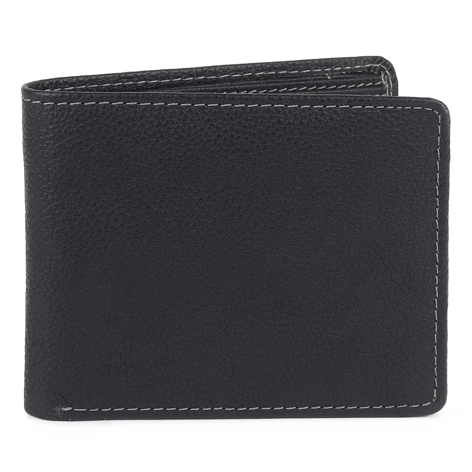 Black textured leather men's wallet from Classy Leather Bags, showing multiple card slots and a sleek design.