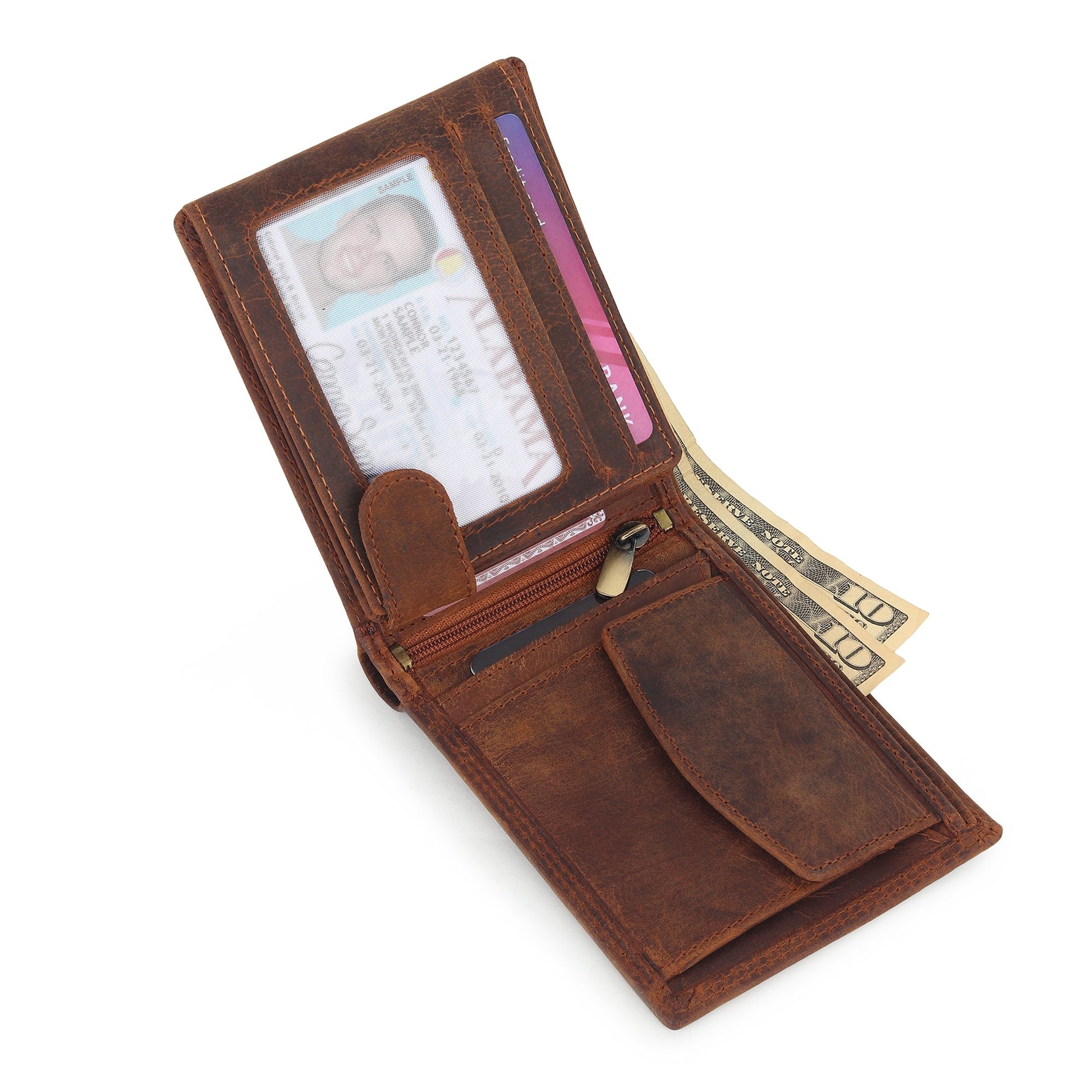 Buffalo leather men's wallet in hunter color from Classy Leather Bags, featuring a slim, stylish design with multiple card slots.
