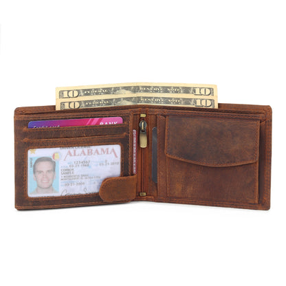 Buffalo leather men's wallet in hunter color from Classy Leather Bags, featuring a slim, durable design with multiple card slots.