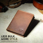 Vertical buffalo leather men's wallet by Classy Leather Bags with multiple card slots and a sleek design.