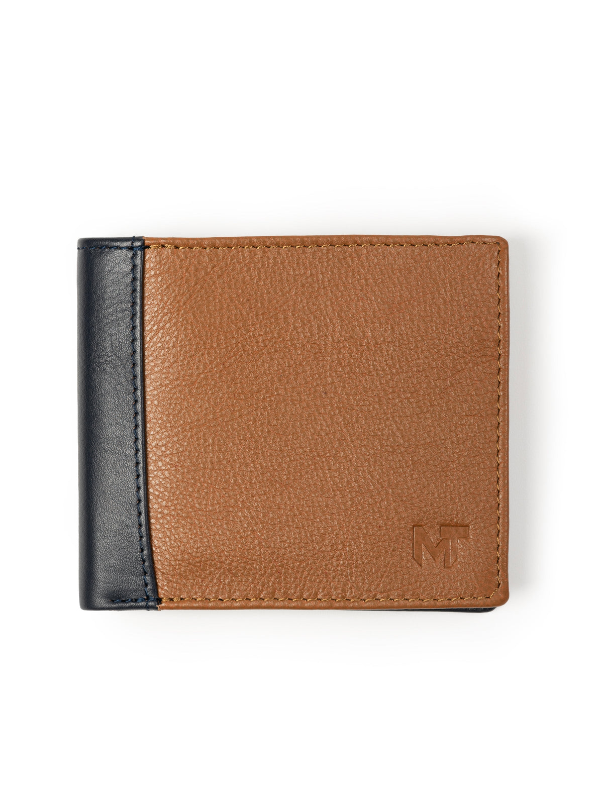 Classy Leather Bags Saxton bi-color wallet with multiple card slots and a sleek design in black and brown leather.