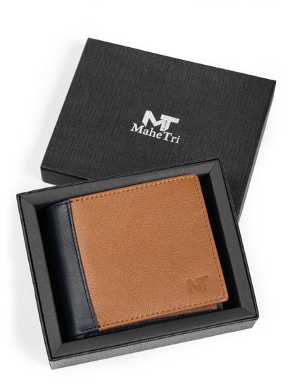 Saxton Bi-Colour Wallet by Classy Leather Bags showing dual-tone leather design with multiple card slots and a sleek finish.
