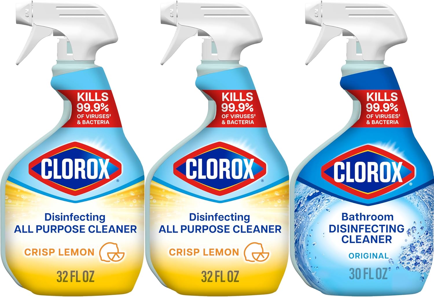 Clorox Disinfecting All - Purpose Cleaner 32 Oz and Disinfecting Bathroom Cleaner, Household Essentials, 30 Oz, Pack of 3 - BACKUPMYFILESNOW