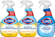 Clorox Disinfecting All - Purpose Cleaner 32 Oz and Disinfecting Bathroom Cleaner, Household Essentials, 30 Oz, Pack of 3 - BACKUPMYFILESNOW
