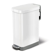 Glad Slim Trash Can with Clorox Odor Protection - Narrow Kitchen Garbage Bin with Soft Close Lid Step On Foot Pedal and Waste Bag Roll Holder White Stainless Steel 45 Liter
